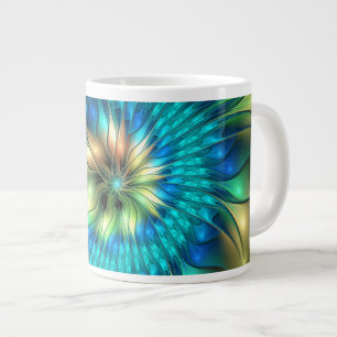Lichtgevende Fantasie Bloem, Kleurrijke Abstracte Grote Koffiekop