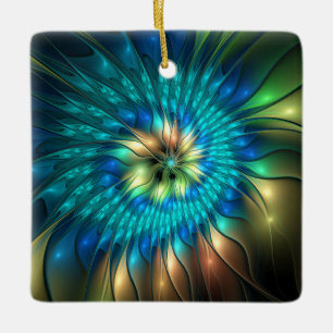 Lichtgevende Fantasie Bloem, Kleurrijke Abstracte Keramisch Ornament