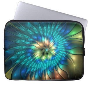 Lichtgevende Fantasie Bloem, Kleurrijke Abstracte Laptop Sleeve