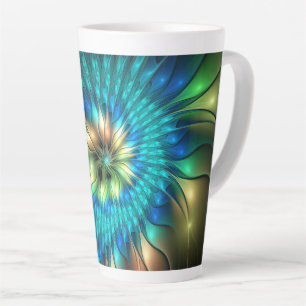 Lichtgevende Fantasie Bloem, Kleurrijke Abstracte  Latte Mok