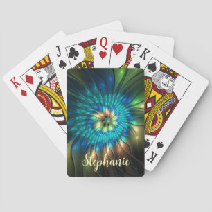 Lichtgevende Fantasie Bloem, Kleurrijke Abstracte  Pokerkaarten