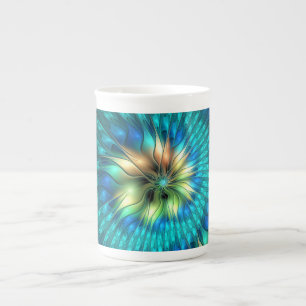 Lichtgevende Fantasie Bloem, Kleurrijke Abstracte Porselein Kop