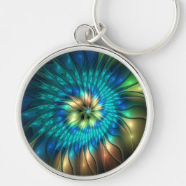 Lichtgevende Fantasie Bloem, Kleurrijke Abstracte  Sleutelhanger