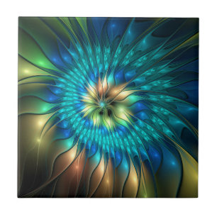 Lichtgevende Fantasie Bloem, Kleurrijke Abstracte Tegeltje