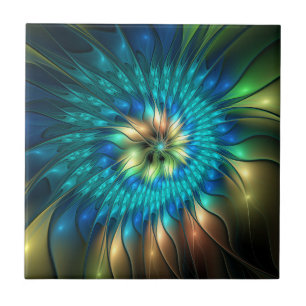 Lichtgevende Fantasie Bloem, Kleurrijke Abstracte Tegeltje