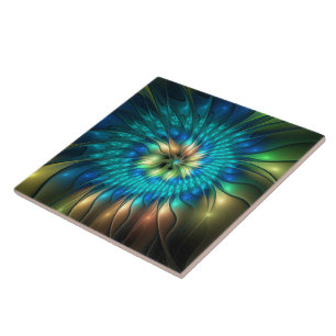 Lichtgevende Fantasie Bloem, Kleurrijke Abstracte  Tegeltje
