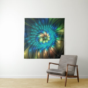Lichtgevende Fantasie Bloem, Kleurrijke Abstracte Wandkleed