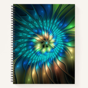 Lichtgevende fantasiebloem, kleurrijke abstracte f notitieboek