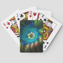 Lichtgevende fantasiebloem, kleurrijke abstracte f pokerkaarten