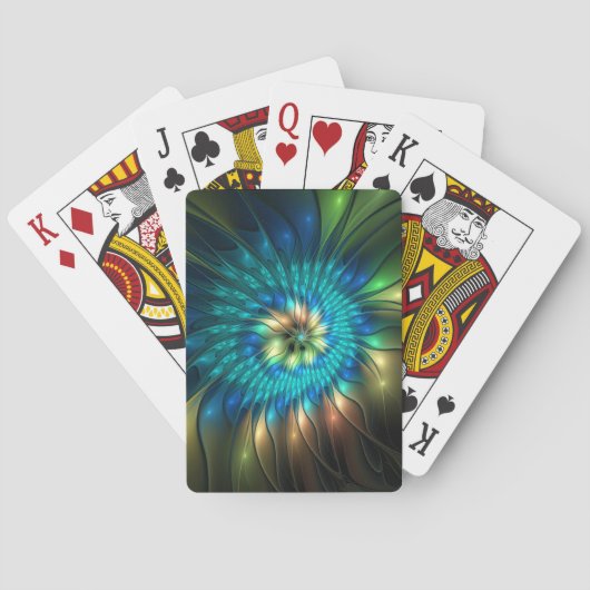 Lichtgevende fantasiebloem, kleurrijke abstracte f pokerkaarten (Achterkant)
