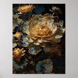 Lichtgevende Flora - bloemen digitaal kunst poster