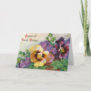 Lichtgevende Gele En Paarse Bloemen Verjaardag Kaart