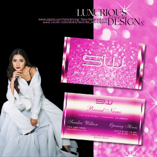 Lichtgevende Girly Pink Glitter Glamour Stars Init Visitekaartje