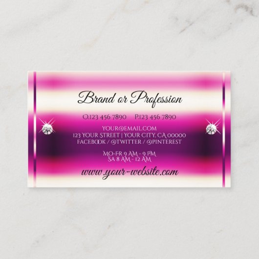 Lichtgevende Girly Roze Glitter Glamour Sterren Ju Visitekaartje (Achterkant)