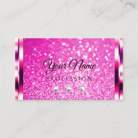 Lichtgevende Girly Roze Glitter Glamour Sterren Ju Visitekaartje (Voorkant)