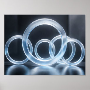 Lichtgevende glazen ringen abstracte wandkunst poster