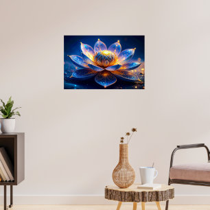 Lichtgevende gloeiende lotusbloem poster