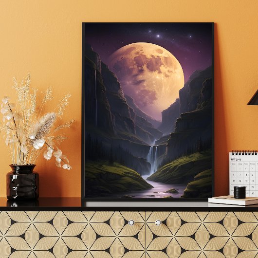 Lichtgevende Glow Moon Bergschaal Poster