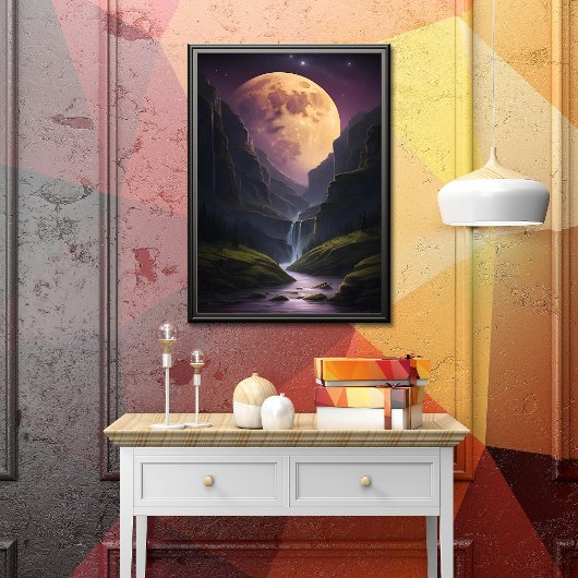 Lichtgevende Glow Moon Bergschaal Poster