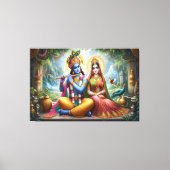 Lichtgevende Goden Kunst: Krishna Radha, Goddelijk Canvas Afdruk (Voorkant)