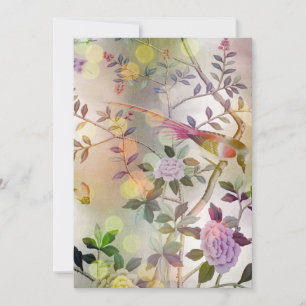 Lichtgevende Gouden Bloemen Chinoiserie met Vogels Kaart