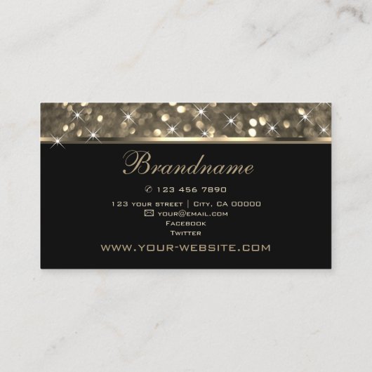 Lichtgevende Gouden Glitter Sparkle Tiny Stars Ele Visitekaartje (Achterkant)