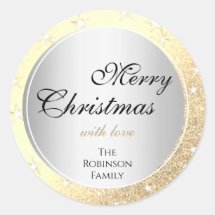 Lichtgevende Gouden Glitter Sparkle Zilveren Effec Ronde Sticker