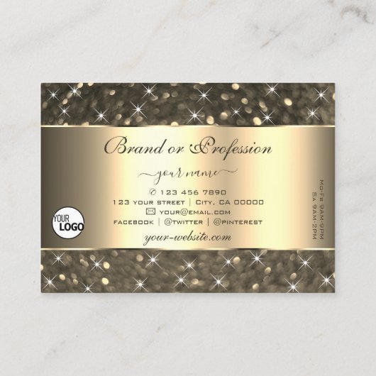 Lichtgevende Gouden Glitter Sterren Gouden Rand en Visitekaartje (Achterkant)