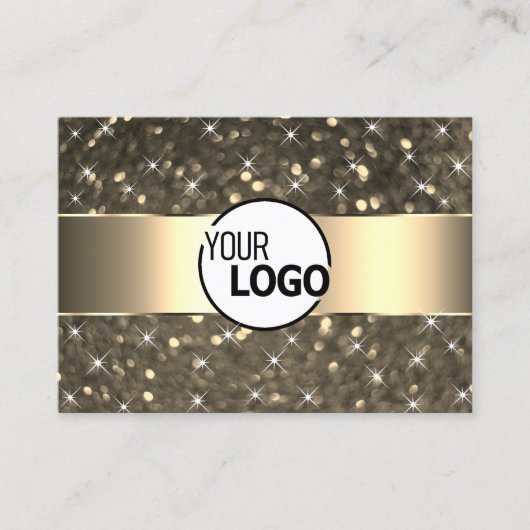 Lichtgevende Gouden Glitter Sterren Gouden Rand en Visitekaartje (Voorkant)