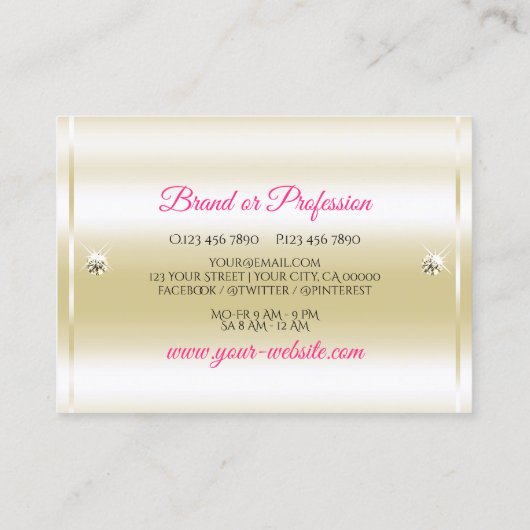 Lichtgevende Gouden Roze Paarse Glitter Diamonds L Visitekaartje (Achterkant)