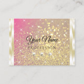 Lichtgevende Gouden Roze Paarse Glitter Diamonds L Visitekaartje (Voorkant)
