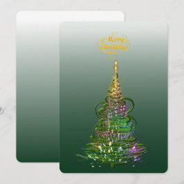 Lichtgevende groene kerstboom plat kerstkaart kaart