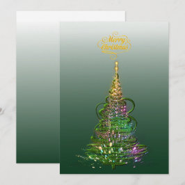 Lichtgevende groene kerstboom plat kerstkaart kaart