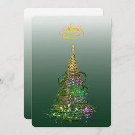 Lichtgevende groene kerstboom platte kerstkaart kaart