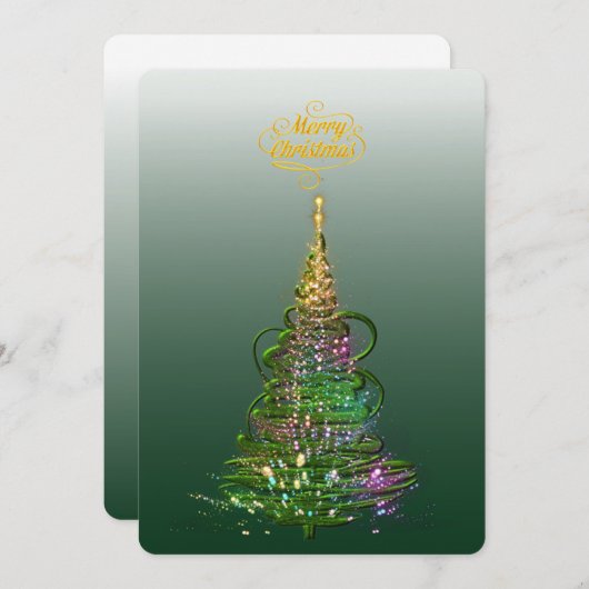 Lichtgevende groene kerstboom platte kerstkaart kaart (Voorkant / Achterkant)