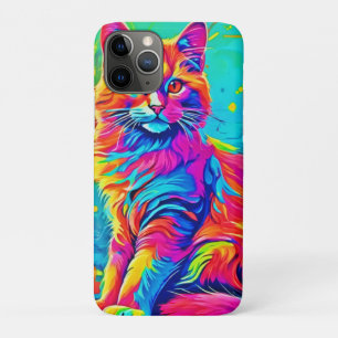 Lichtgevende katachtige: kleurrijke neonkat Case-Mate iPhone case
