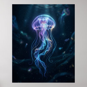 Lichtgevende kwal oceaangloed poster