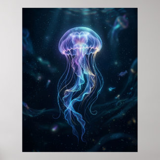 Lichtgevende kwal oceaangloed poster