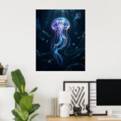 Lichtgevende kwal oceaangloed poster (Thuiskantoor)