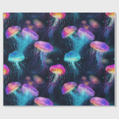 Lichtgevende kwal onderwaterpatroon cadeaupapier (Vlak)