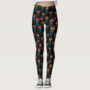 Lichtgevende kwal Ontwerp: Natuur in Neon Leggings