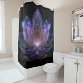 Lichtgevende Lotus Flower - Paarse Blauwe Zwarte B Douchegordijn (In situ)