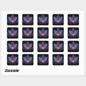 Lichtgevende Lotusbloem - Paars Blauw Zwart Bloemm Vierkante Sticker (Vel)