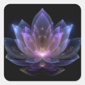 Lichtgevende Lotusbloem - Paars Blauw Zwart Bloemm Vierkante Sticker (Voorkant)