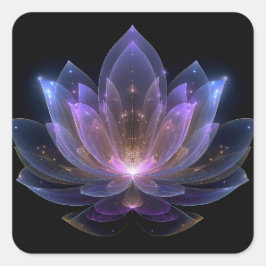 Lichtgevende Lotusbloem - Paars Blauw Zwart Bloemm Vierkante Sticker