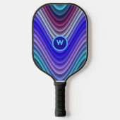 Lichtgevende magenta blauw Paarse monogram werveli Pickleball Paddle (Voorkant)