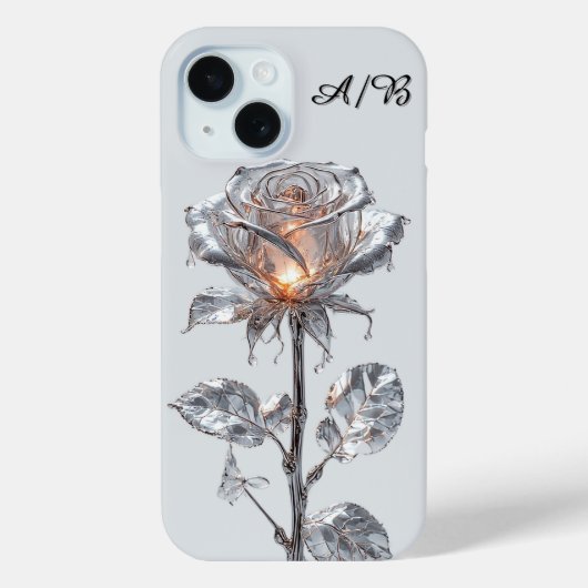 Lichtgevende Metallic Zilveren Roos Case-Mate iPhone Case (Achterkant)