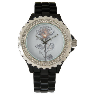 Lichtgevende Metallic Zilveren Roos Horloge