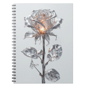 Lichtgevende Metallic Zilveren Roos Notitieboek