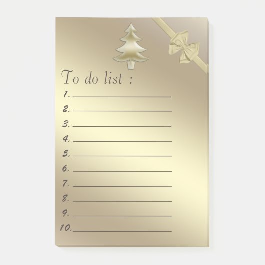 Lichtgevende moderne gouden kerstboom "to do list" post-it® notes (Voorkant)